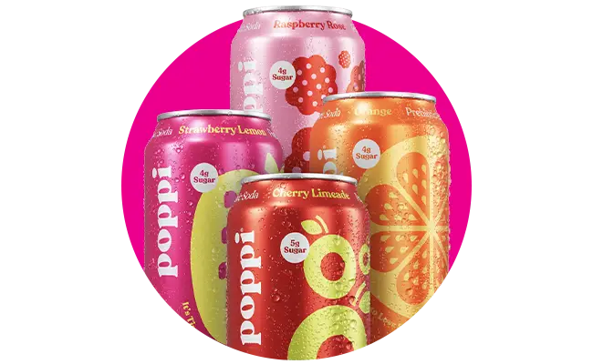 group of poppi cans