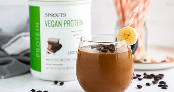 Vegan Mocha Protein Smoothie in a glass