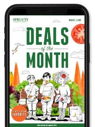 Phone with Deals of the month on the screen