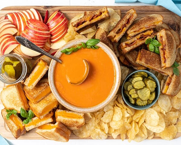Snack Board with apples and sandwiches