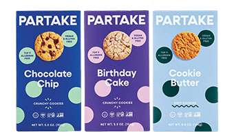 Packages of Partake Cookies