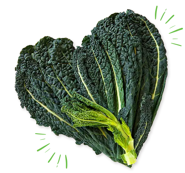 kale shaped into a heart