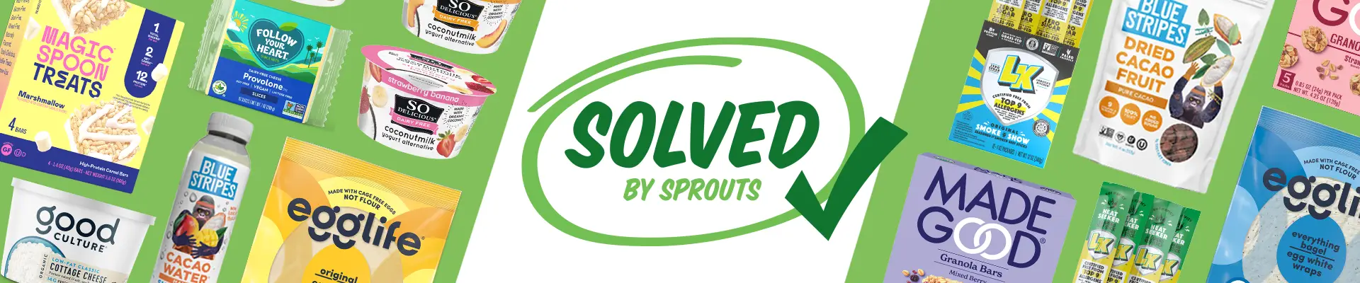 solved by sprouts logo surrounded by back to school favorites