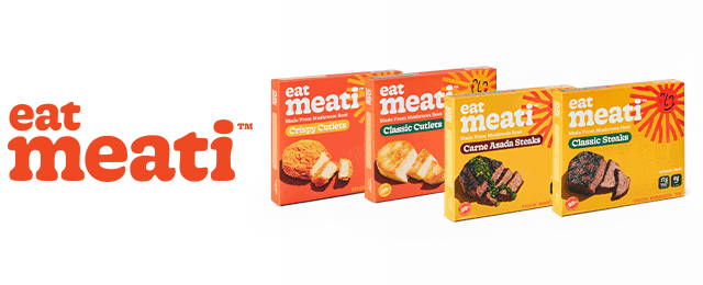 eat meat logo next to product packaging