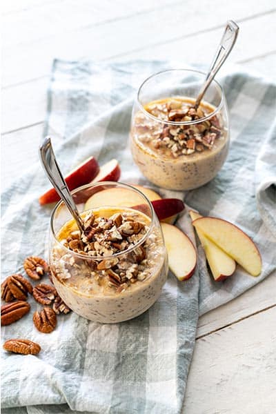 Bobs Red Mill apple pie overnight oats in serving glasses